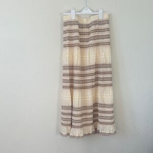 Chico's Cream and Brown Tiered Maxi Skirt